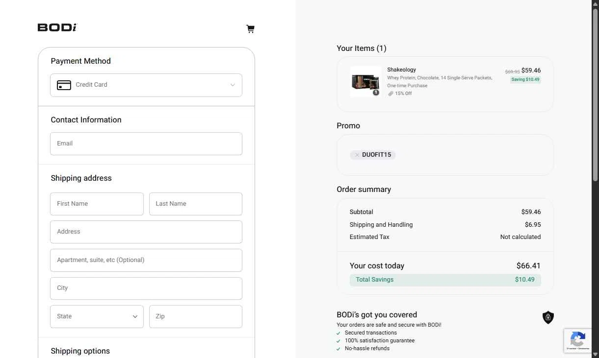 Shakeology checkout page showing Shakeology promo code box | Screenshot taken by SimplyCodes community member on Nov 16, 2025