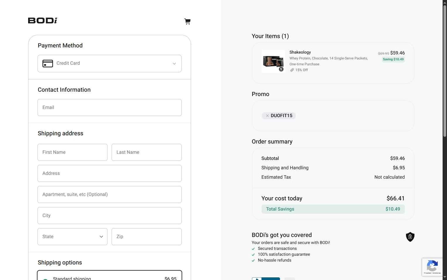 Shakeology checkout page showing Shakeology promo code box | Screenshot taken by SimplyCodes community member on Nov 16, 2025
