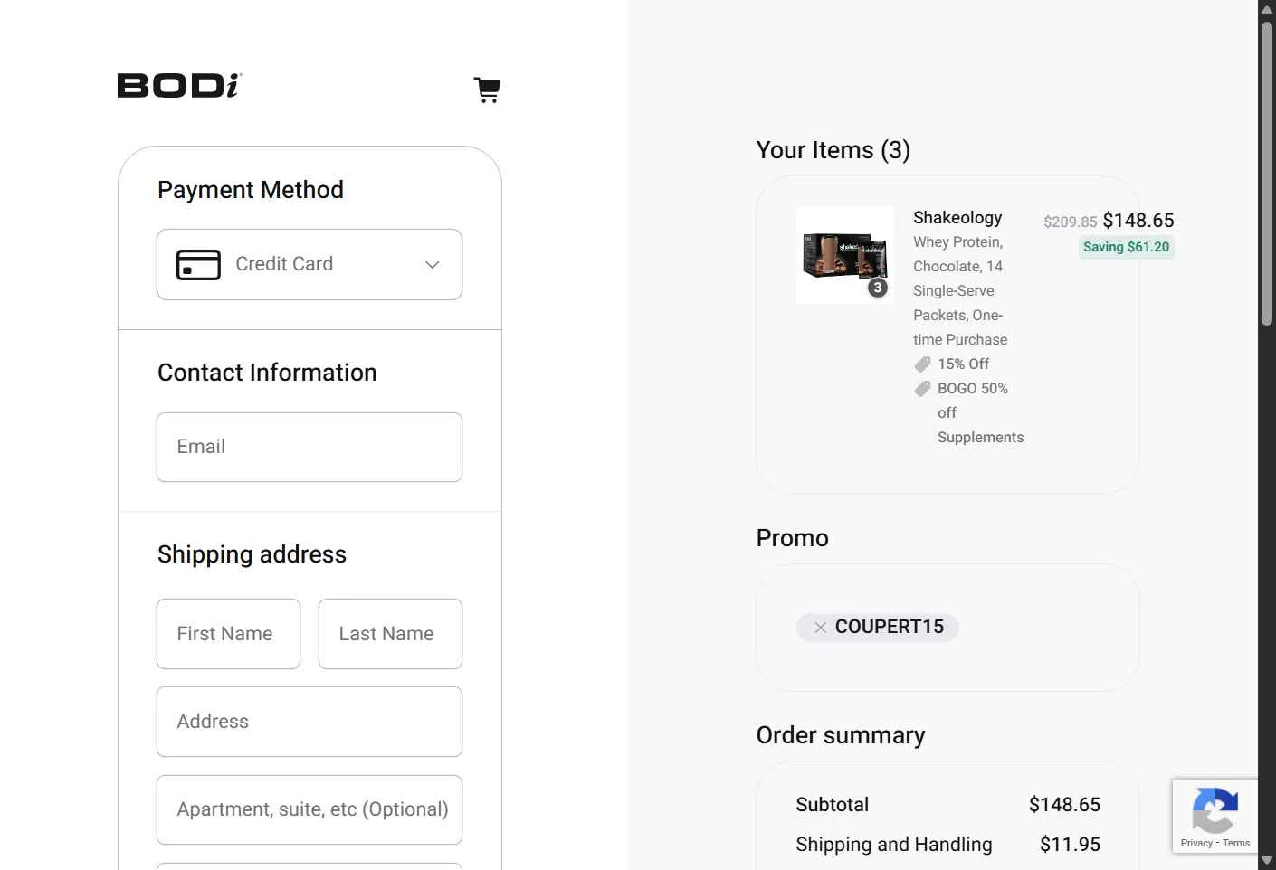 Shakeology checkout page showing Shakeology promo code box | Screenshot taken by SimplyCodes community member on Jan 23, 2026