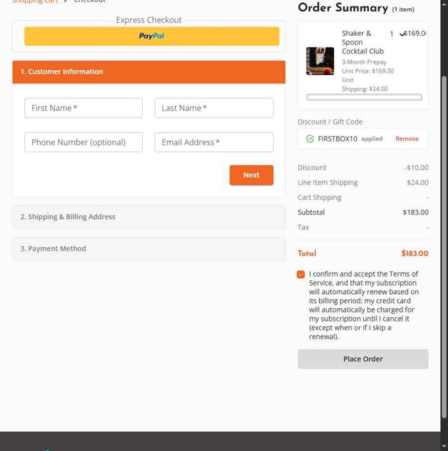 Shaker & Spoon checkout page showing Shaker & Spoon discount code box | Screenshot taken by SimplyCodes community member on May 12, 2025