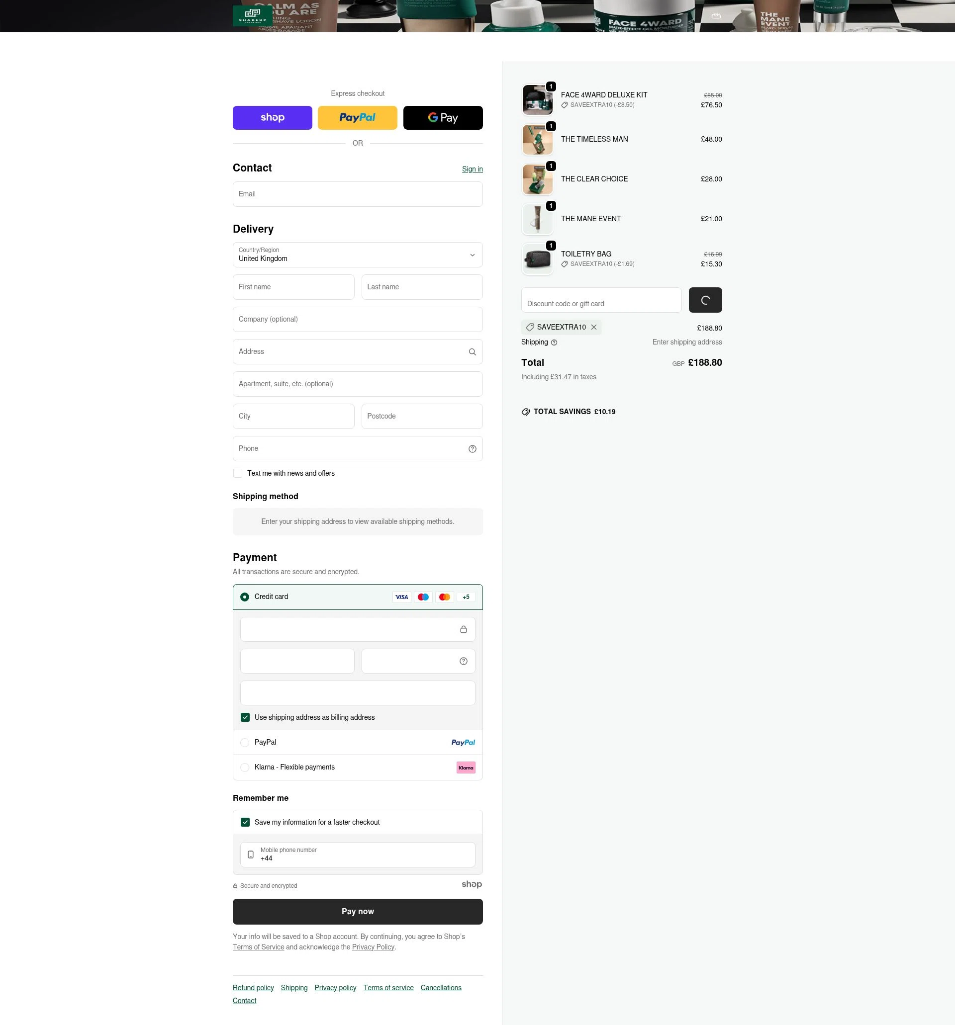 Shakeup Cosmetics checkout page showing Shakeup Cosmetics discount code box | Screenshot taken by SimplyCodes community member on Jan 4, 2026