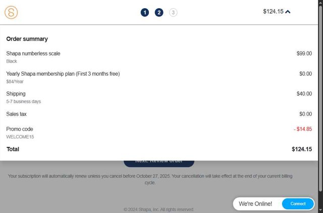 Shapa checkout page showing Shapa promo code box | Screenshot taken by SimplyCodes community member on Jul 27, 2025