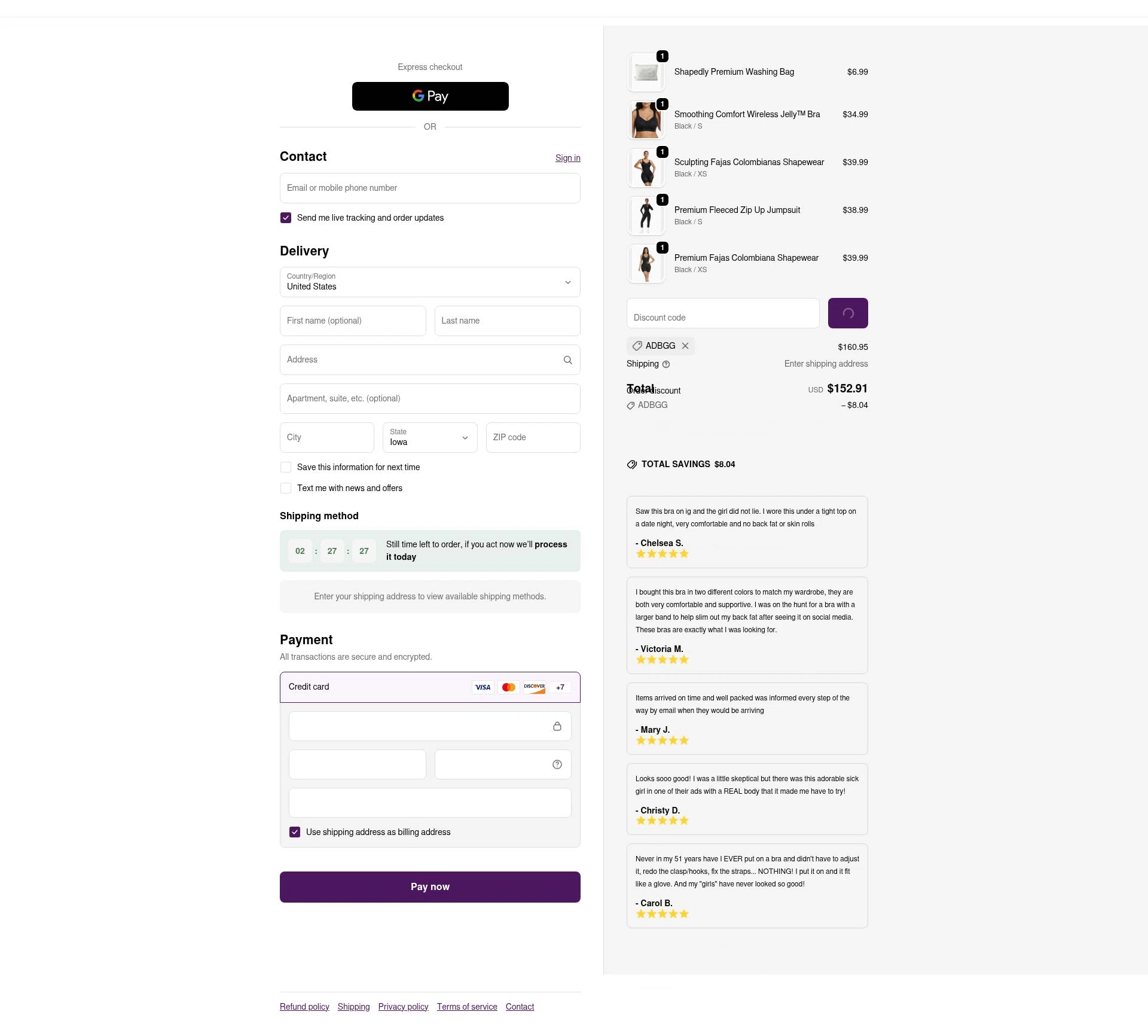 Shapedly checkout page showing Shapedly coupon code box | Screenshot taken by SimplyCodes community member on Feb 10, 2026
