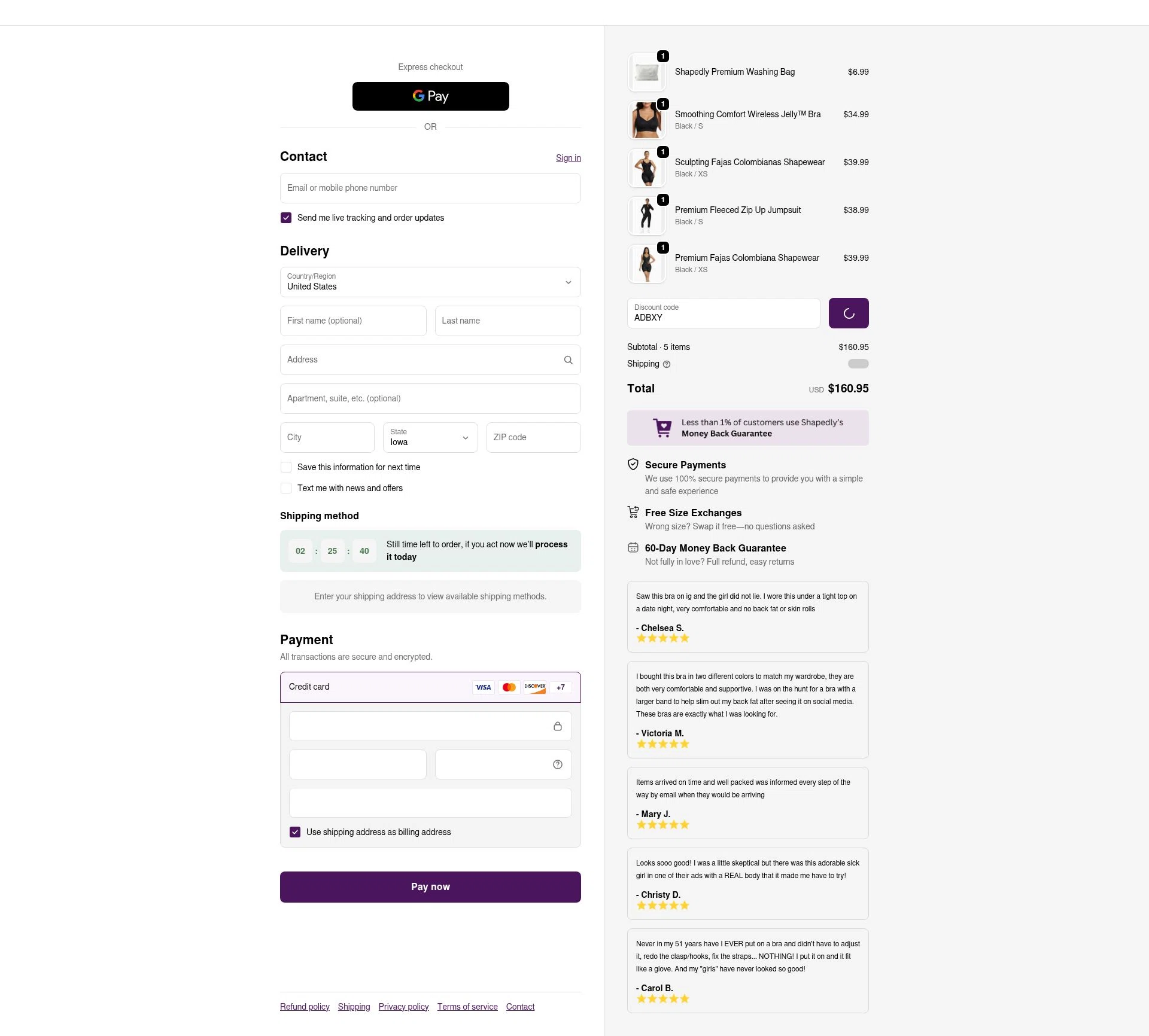 Shapedly checkout page showing Shapedly coupon code box | Screenshot taken by SimplyCodes community member on Feb 10, 2026