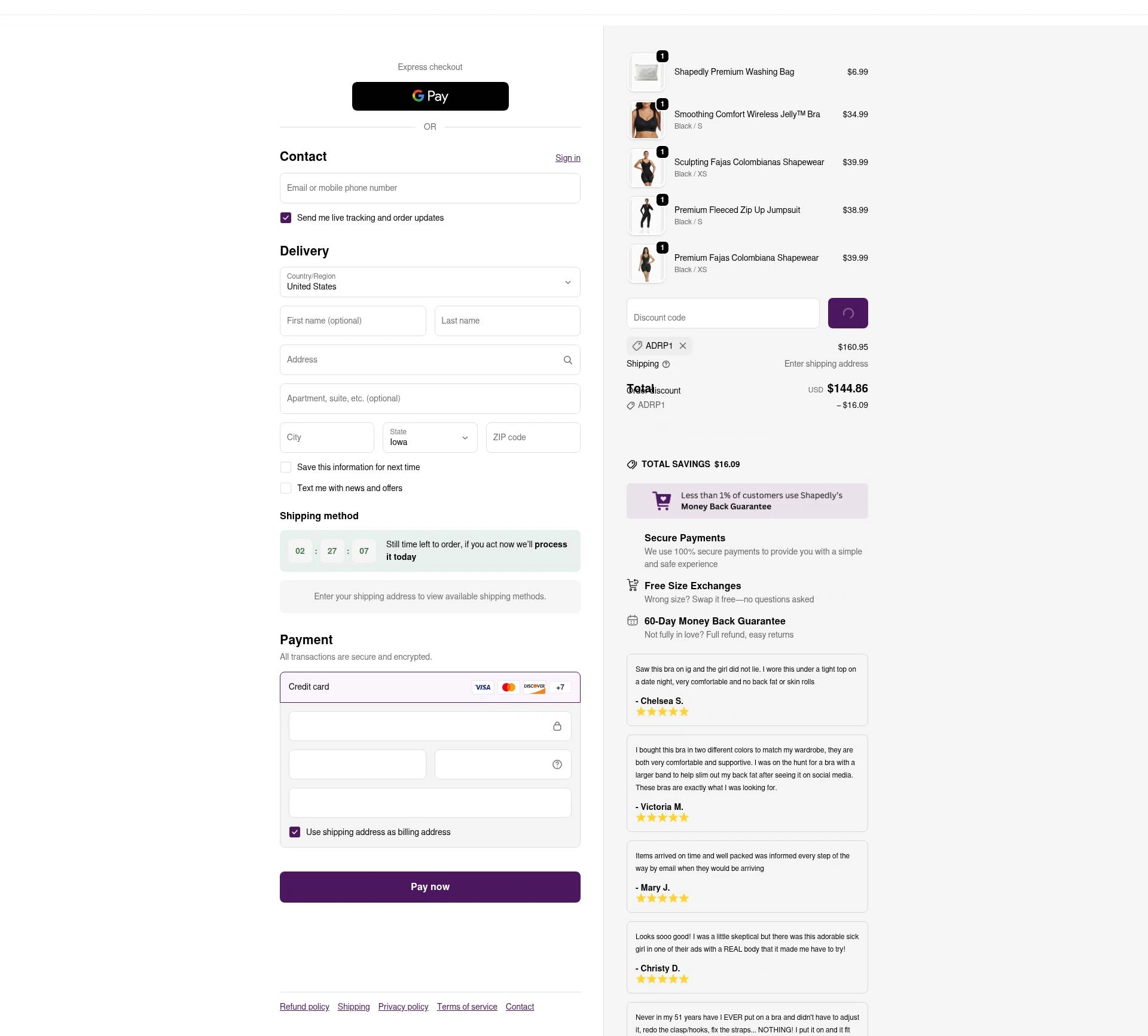 Shapedly checkout page showing Shapedly coupon code box | Screenshot taken by SimplyCodes community member on Feb 10, 2026