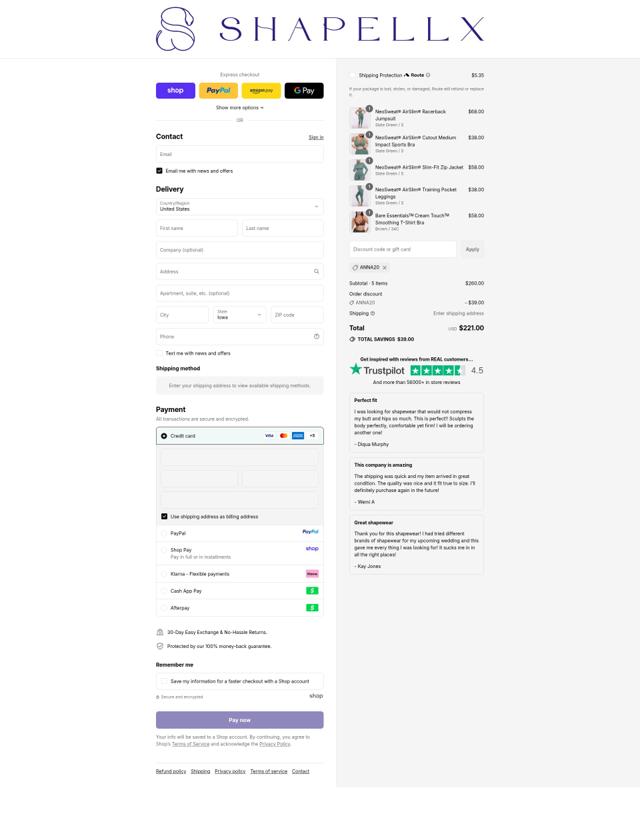 Shapellx checkout page showing Shapellx coupon code box | Screenshot taken by SimplyCodes community member on Sep 11, 2025