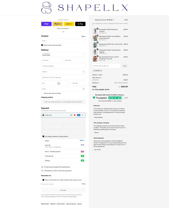 Shapellx checkout page showing Shapellx coupon code box | Screenshot taken by SimplyCodes community member on Sep 11, 2025