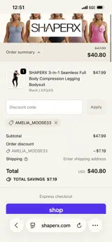 ShaperX coupon verification screenshot