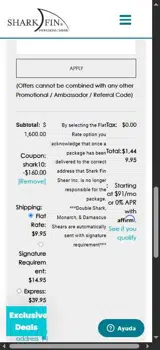Shark Fin Shears coupon verification screenshot