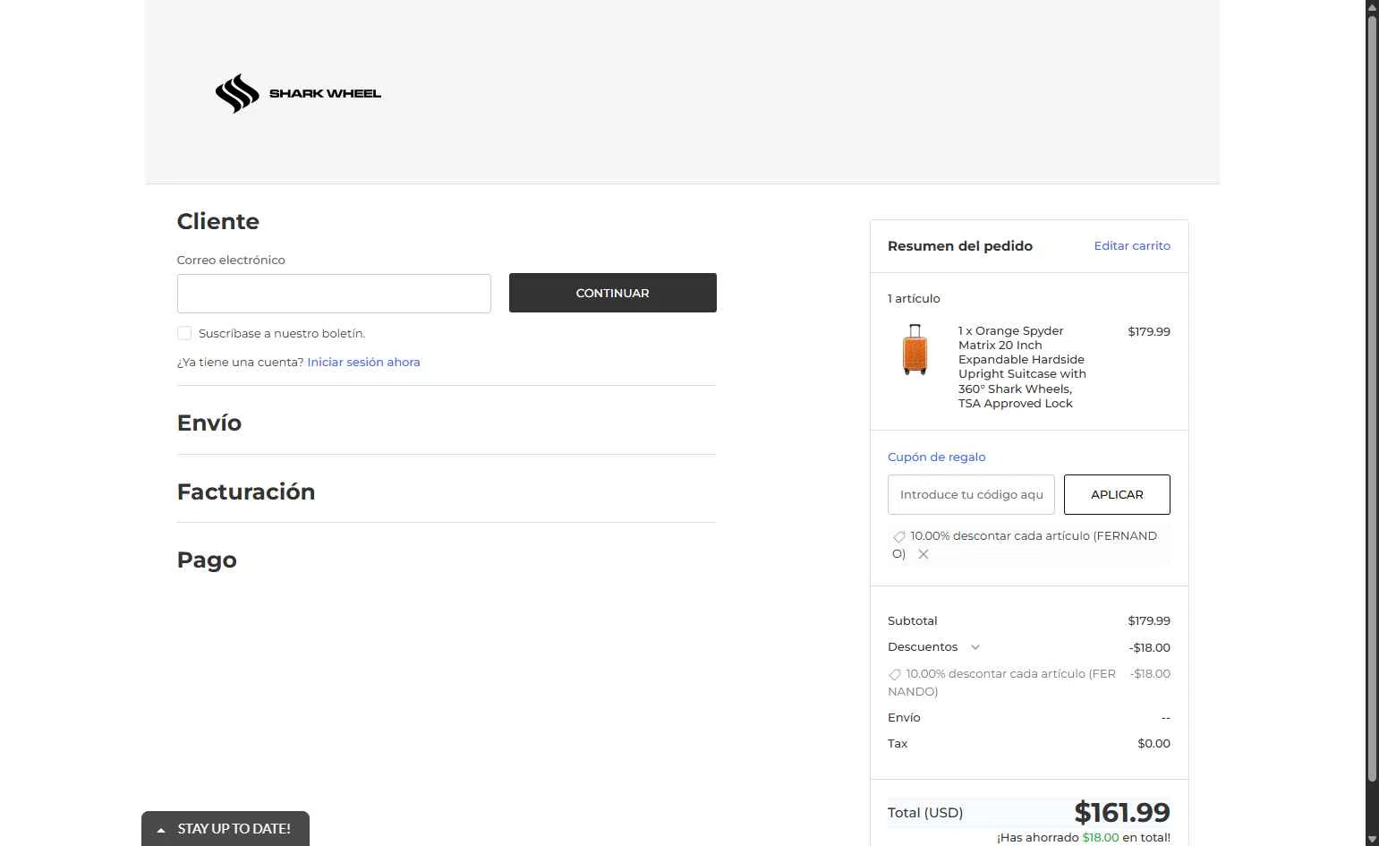 Shark Wheel checkout page showing Shark Wheel discount code box | Screenshot taken by SimplyCodes community member on Feb 14, 2026