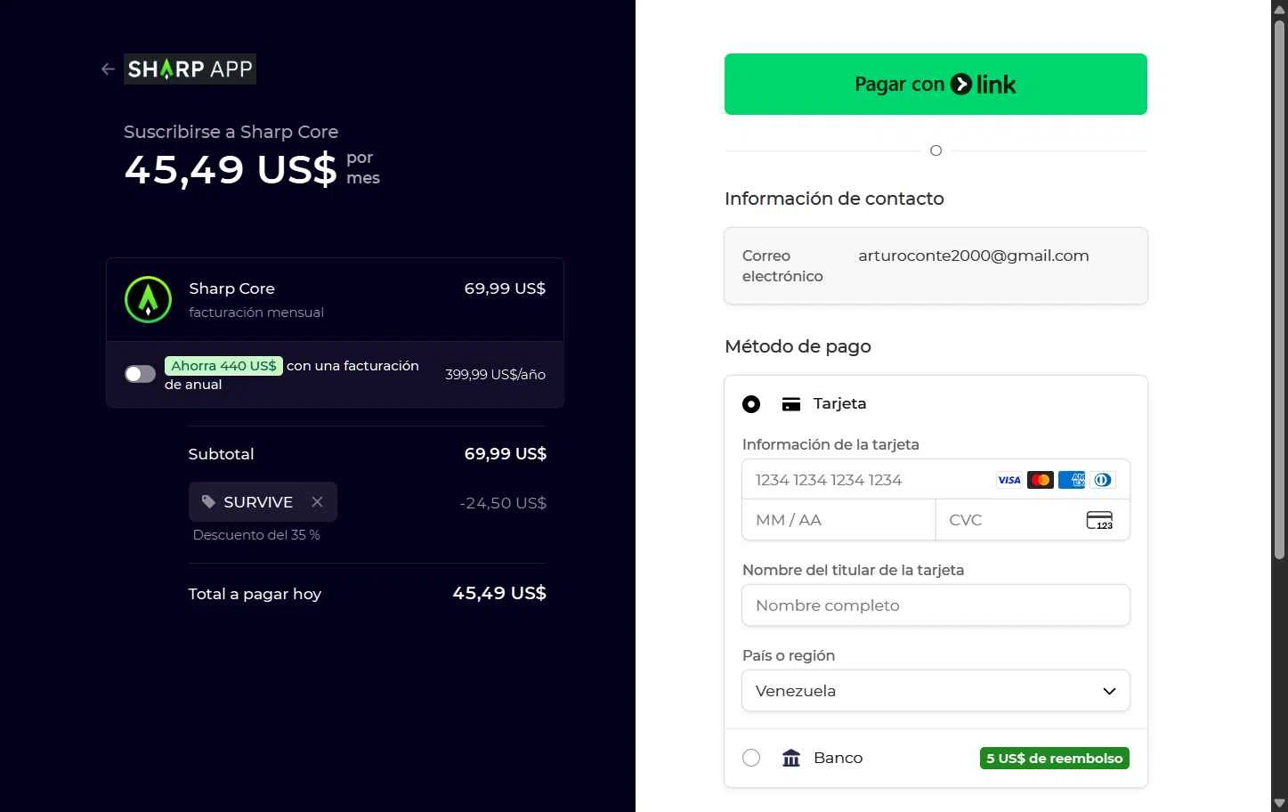 Sharp App checkout page showing Sharp App promo code box | Screenshot taken by SimplyCodes community member on Feb 11, 2026