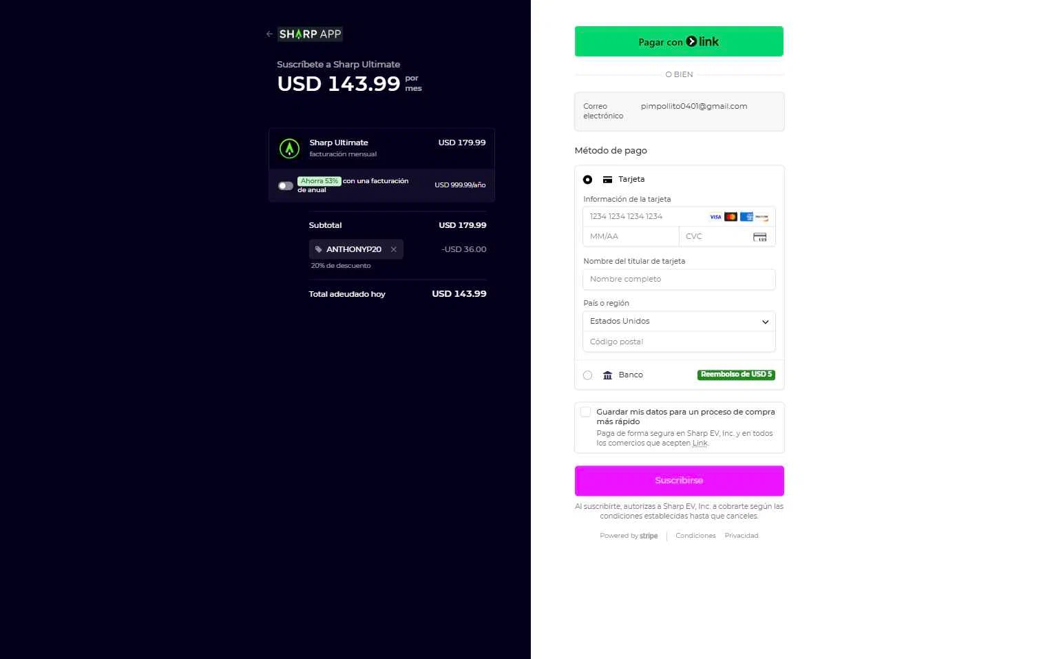Sharp App checkout page showing Sharp App promo code box | Screenshot taken by SimplyCodes community member on Dec 27, 2025