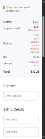 save35 coupon verification screenshot