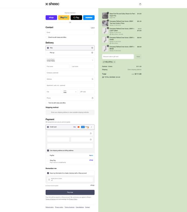 Sheec checkout page showing Sheec promo code box | Screenshot taken by SimplyCodes community member on Sep 4, 2025