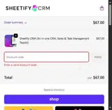 SHEETIFY10X coupon verification screenshot