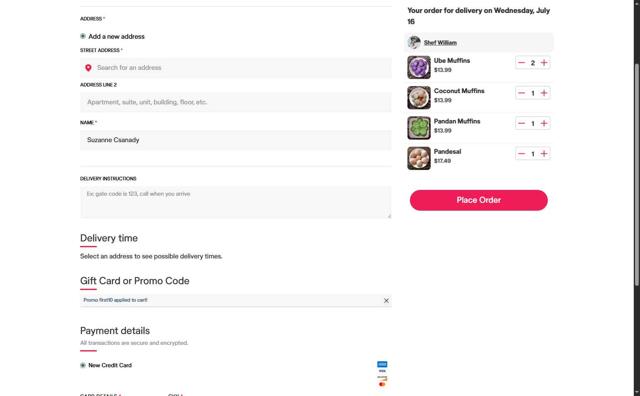 Shef checkout page showing Shef promo code box | Screenshot taken by SimplyCodes community member on Jul 13, 2025