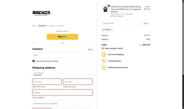 SHEHDS checkout page showing SHEHDS discount code box | Screenshot taken by SimplyCodes community member on Sep 5, 2025