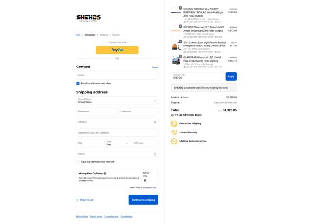 SHEHDS checkout page showing SHEHDS discount code box | Screenshot taken by SimplyCodes community member on Sep 8, 2025