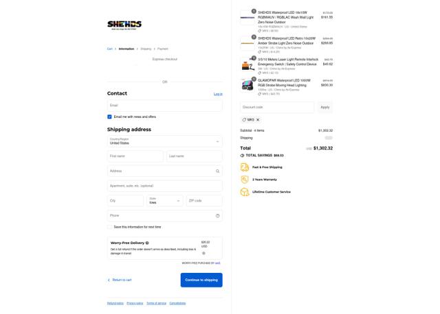 SHEHDS checkout page showing SHEHDS discount code box | Screenshot taken by SimplyCodes community member on Sep 8, 2025