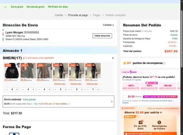 SHEIN checkout page showing SHEIN coupon code box | Screenshot taken by SimplyCodes community member on Aug 24, 2025