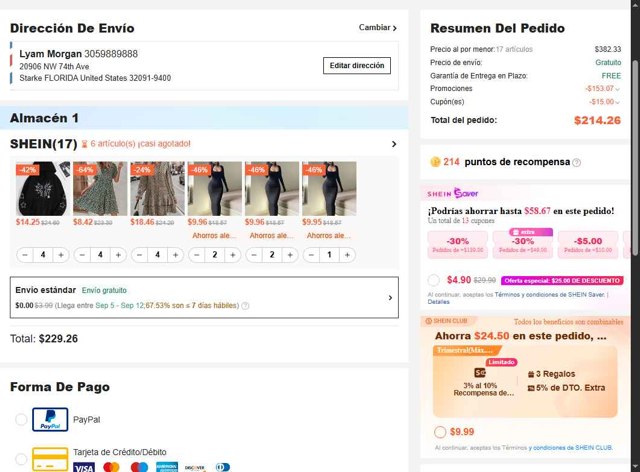 SHEIN checkout page showing SHEIN coupon code box | Screenshot taken by SimplyCodes community member on Aug 29, 2025