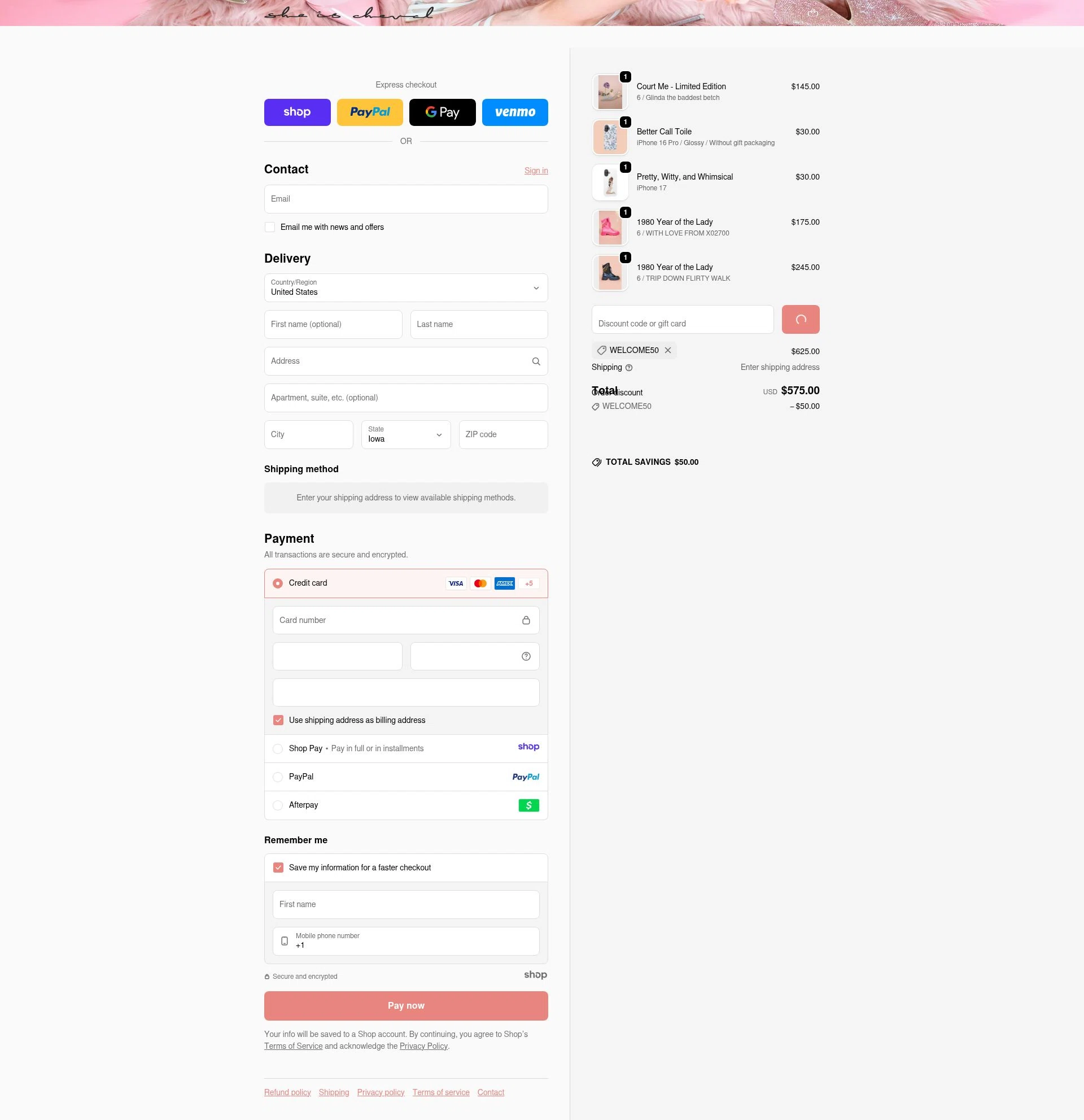 She is Cheval checkout page showing She is Cheval promo code box | Screenshot taken by SimplyCodes community member on Dec 28, 2025