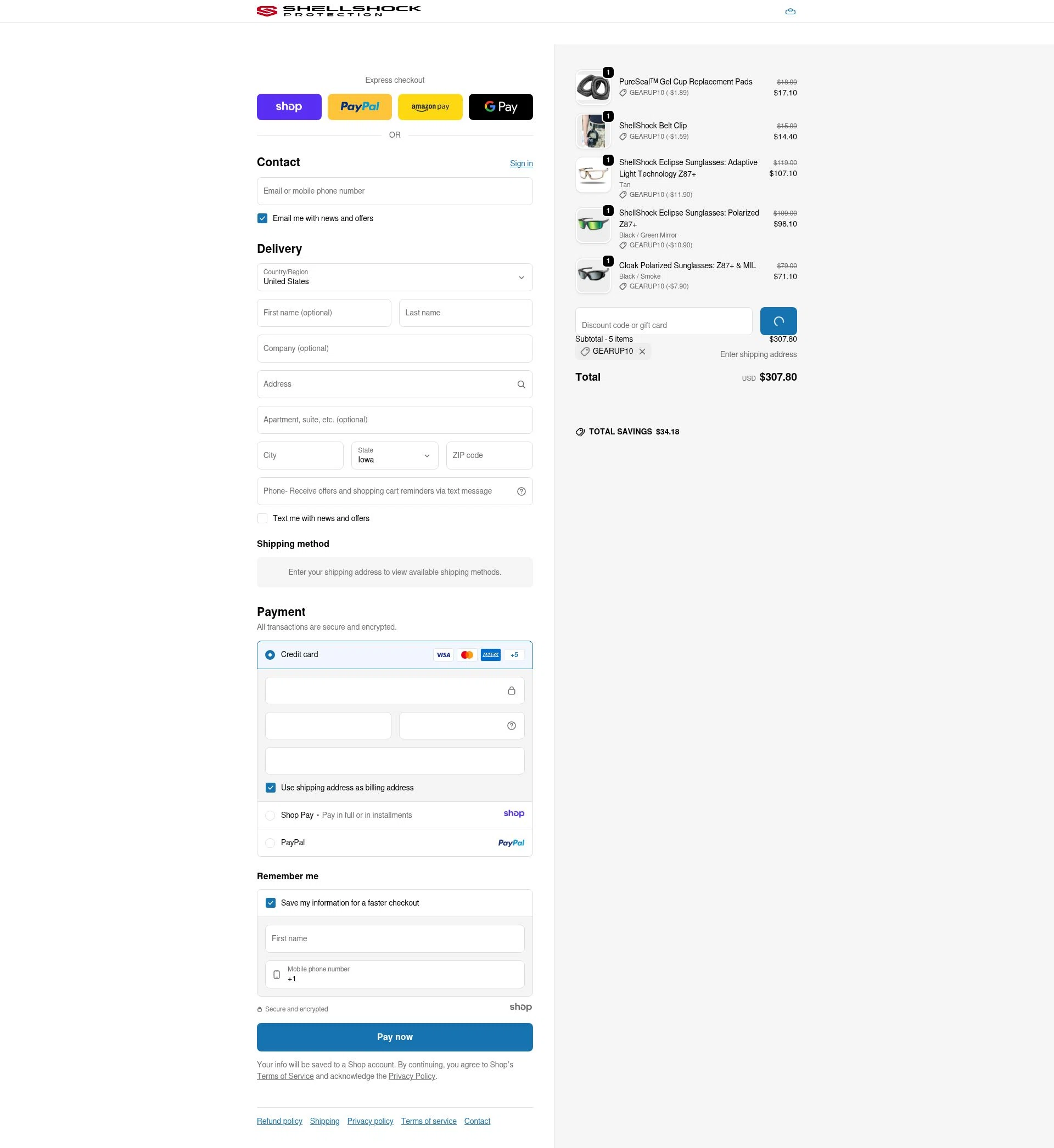 ShellShock Protection checkout page showing ShellShock Protection promo code box | Screenshot taken by SimplyCodes community member on Jan 7, 2026