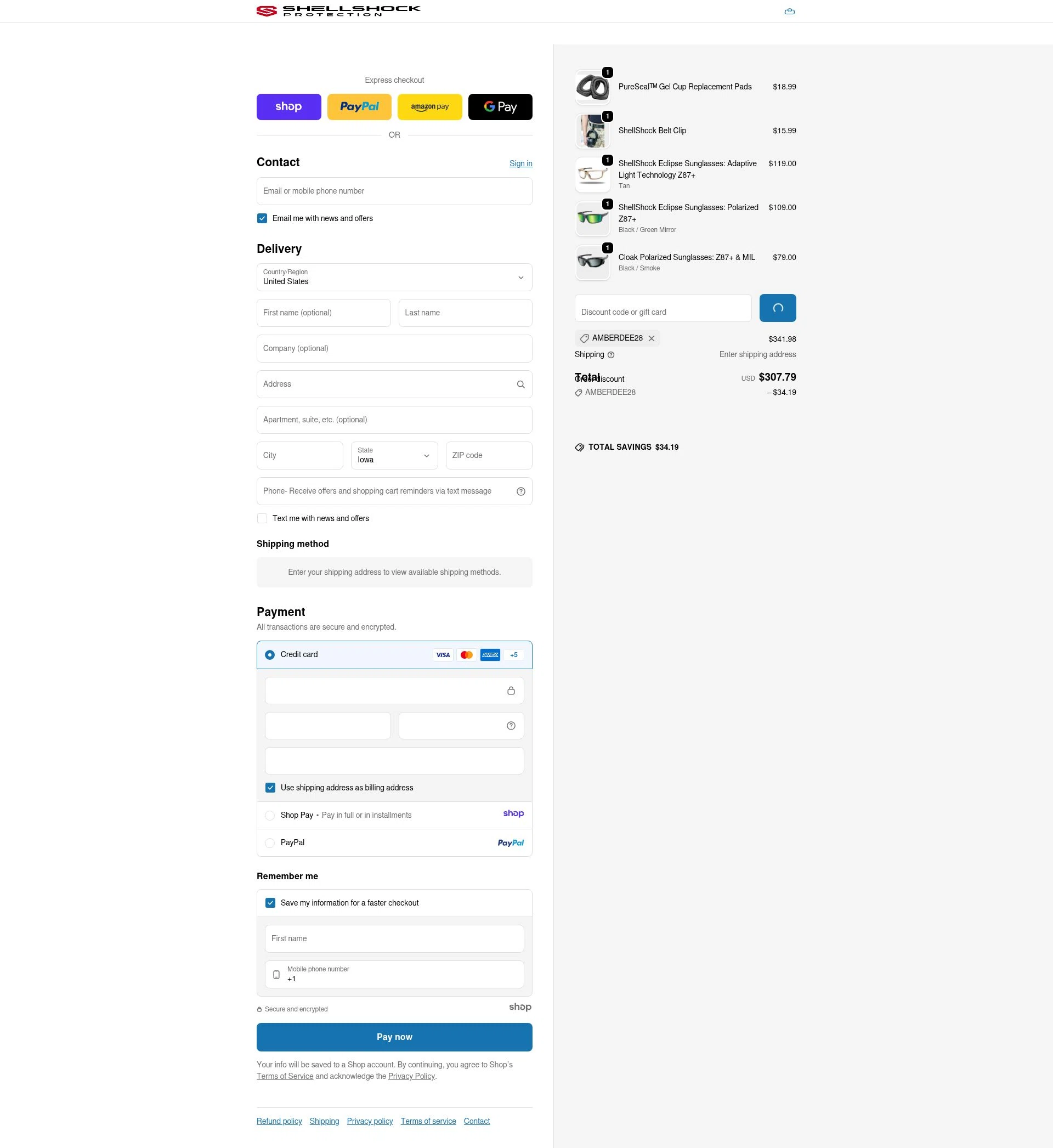 ShellShock Protection checkout page showing ShellShock Protection promo code box | Screenshot taken by SimplyCodes community member on Dec 28, 2025