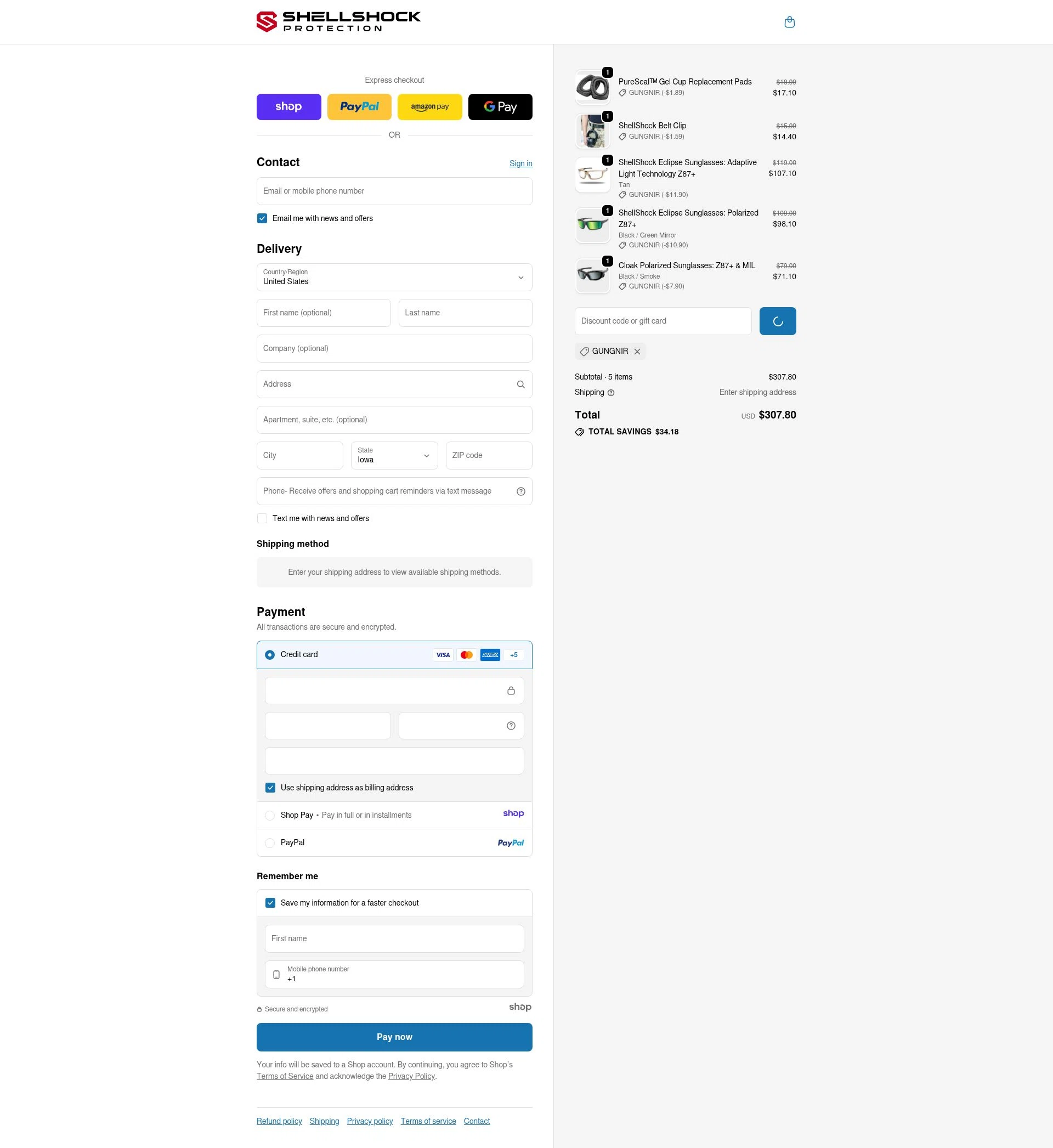 ShellShock Protection checkout page showing ShellShock Protection promo code box | Screenshot taken by SimplyCodes community member on Jan 7, 2026