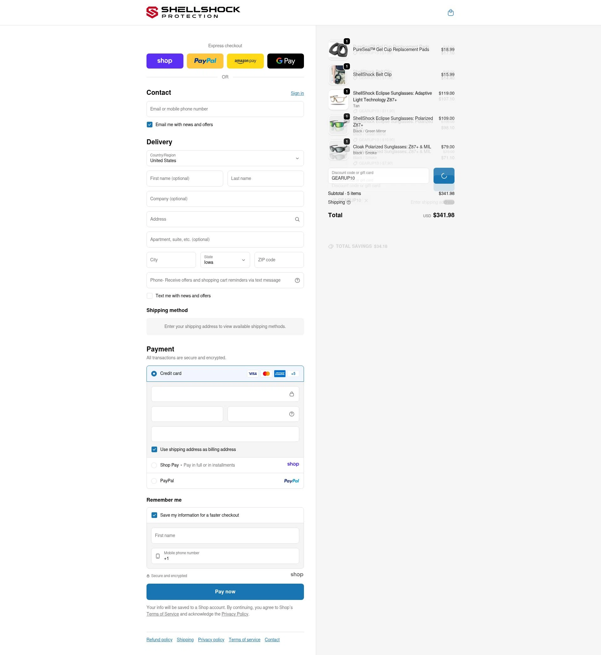 ShellShock Protection checkout page showing ShellShock Protection promo code box | Screenshot taken by SimplyCodes community member on Dec 28, 2025