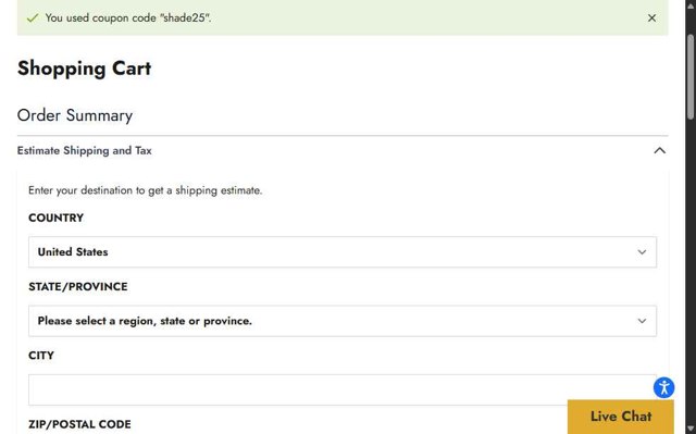 ShelterLogic checkout page showing ShelterLogic discount code box | Screenshot taken by SimplyCodes community member on Jul 24, 2025