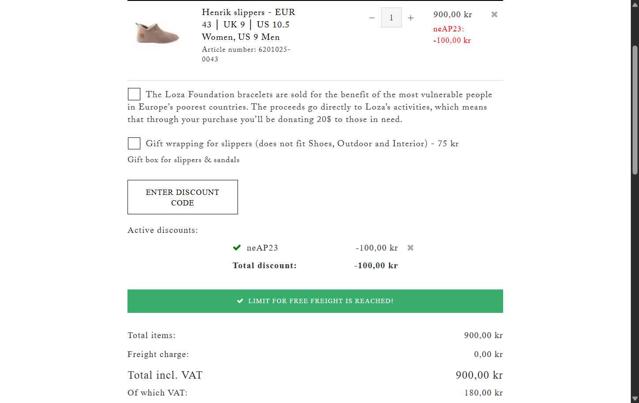 Shepherd of Sweden checkout page showing Shepherd of Sweden discount code box | Screenshot taken by SimplyCodes community member on May 7, 2025