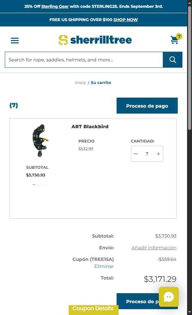 SherrillTree checkout page showing SherrillTree coupon code box | Screenshot taken by SimplyCodes community member on Aug 23, 2025