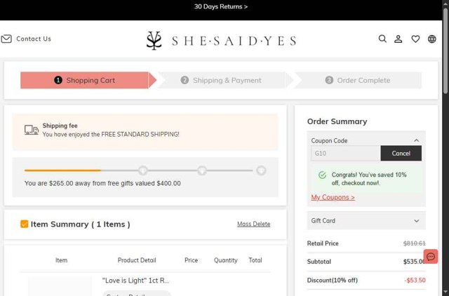Shesaidyes checkout page showing Shesaidyes promo code box | Screenshot taken by SimplyCodes community member on Aug 12, 2025