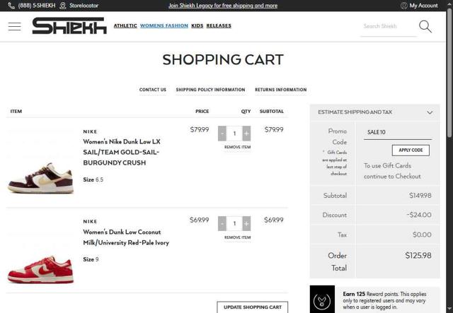 Shiekh checkout page showing Shiekh promo code box | Screenshot taken by SimplyCodes community member on Aug 28, 2025