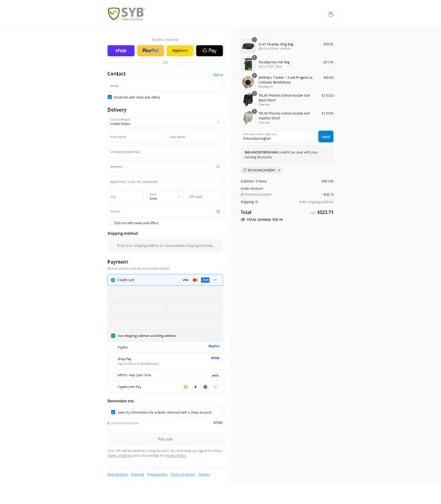 Shield Your Body checkout page showing Shield Your Body coupon code box | Screenshot taken by SimplyCodes community member on Sep 10, 2025