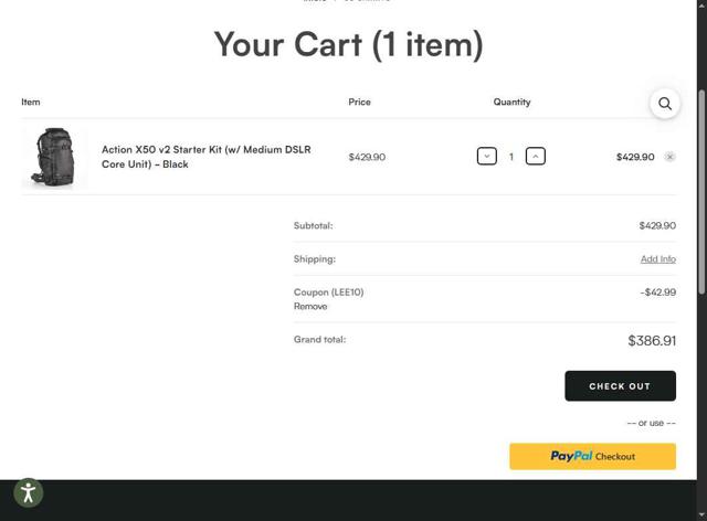 Shimoda Designs checkout page showing Shimoda Designs promo code box | Screenshot taken by SimplyCodes community member on Sep 12, 2025
