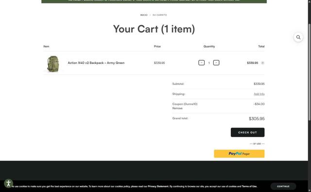 Shimoda Designs checkout page showing Shimoda Designs promo code box | Screenshot taken by SimplyCodes community member on Aug 23, 2025