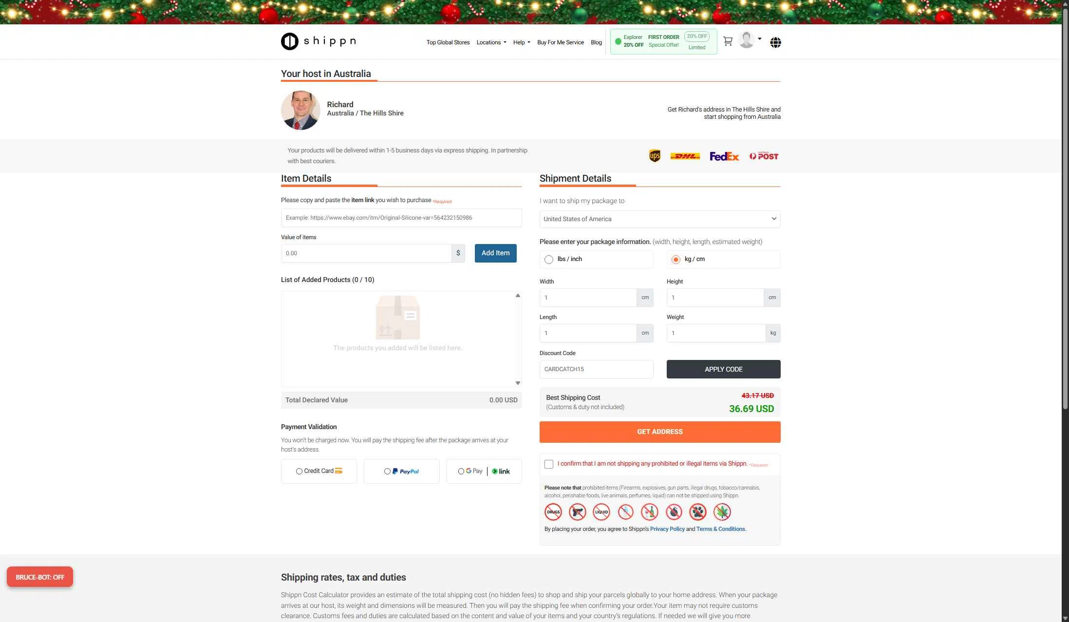 Shippn checkout page showing Shippn discount code box | Screenshot taken by SimplyCodes community member on Jan 1, 2026