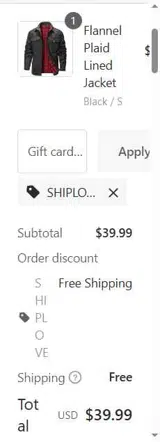 Shirts In Style coupon verification screenshot
