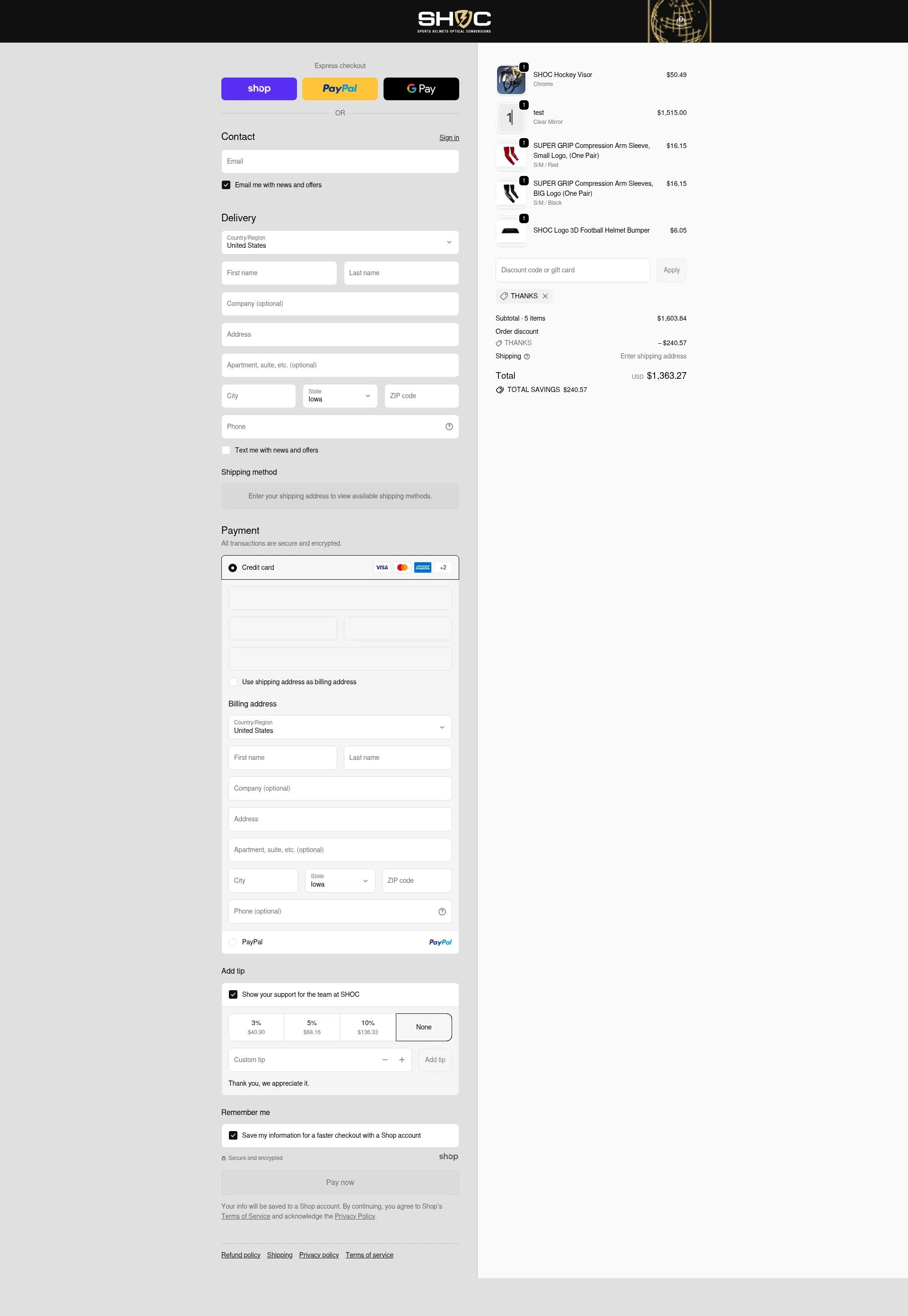 Shoc checkout page showing Shoc discount code box | Screenshot taken by SimplyCodes community member on Nov 24, 2025
