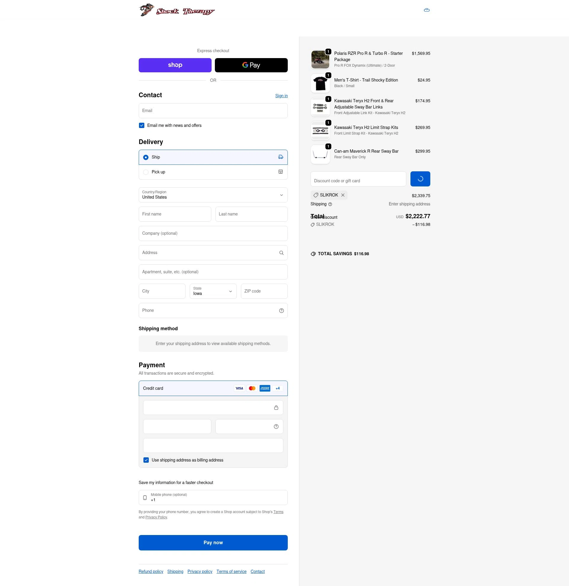 Shock Therapy checkout page showing Shock Therapy discount code box | Screenshot taken by SimplyCodes community member on Feb 1, 2026