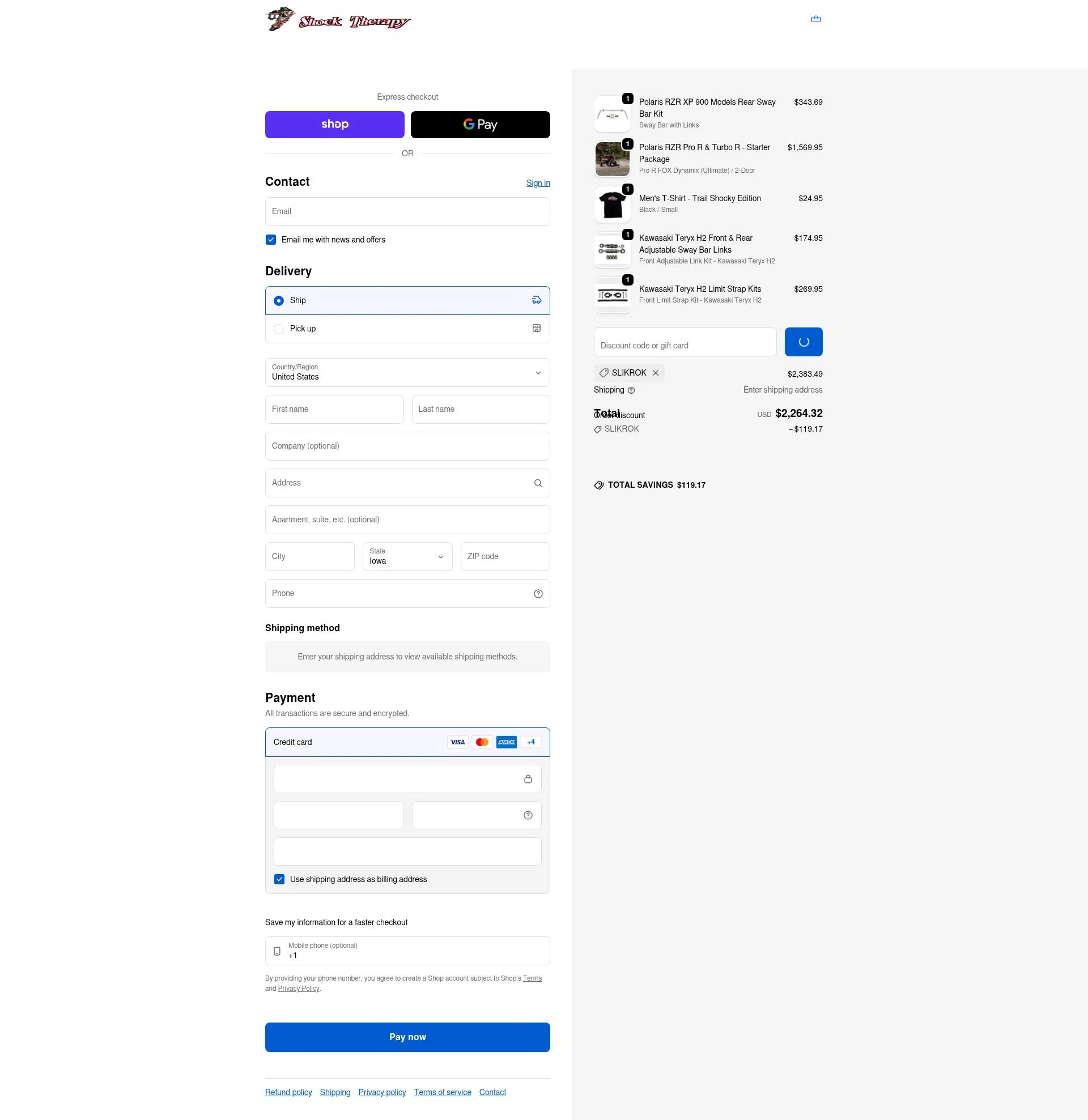 Shock Therapy checkout page showing Shock Therapy discount code box | Screenshot taken by SimplyCodes community member on Feb 5, 2026
