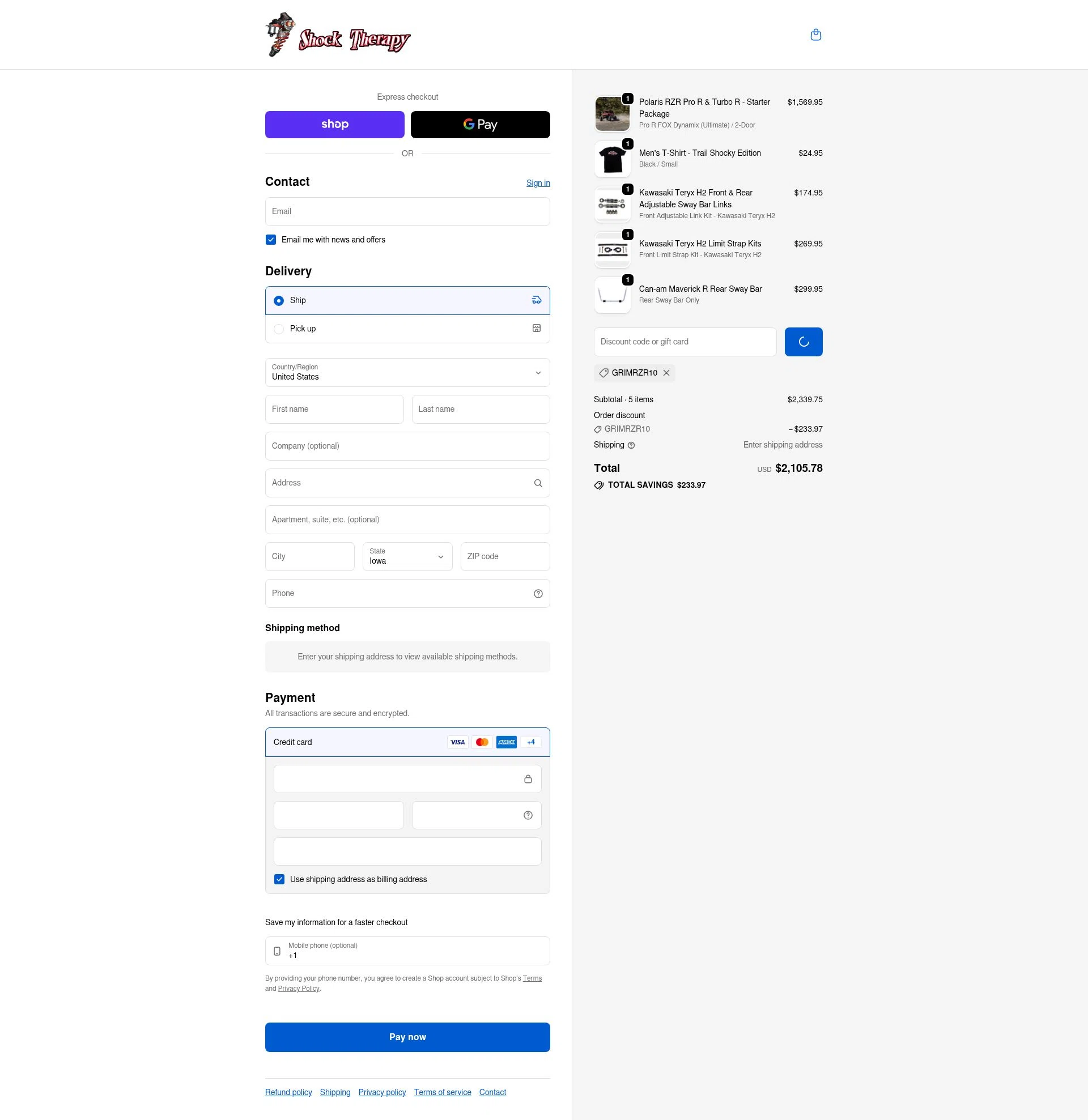 Shock Therapy checkout page showing Shock Therapy discount code box | Screenshot taken by SimplyCodes community member on Feb 1, 2026