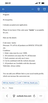 Jackie coupon verification screenshot