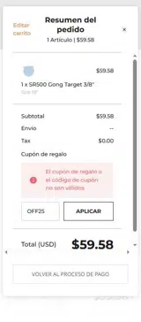 OFF25 coupon verification screenshot