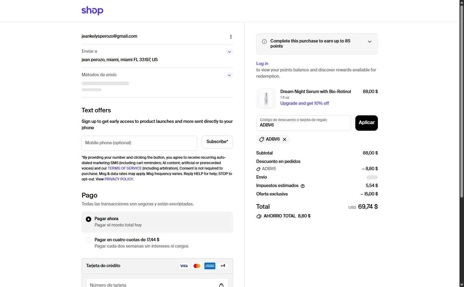 Shop checkout page showing Shop discount code box | Screenshot taken by SimplyCodes community member on Jan 30, 2026