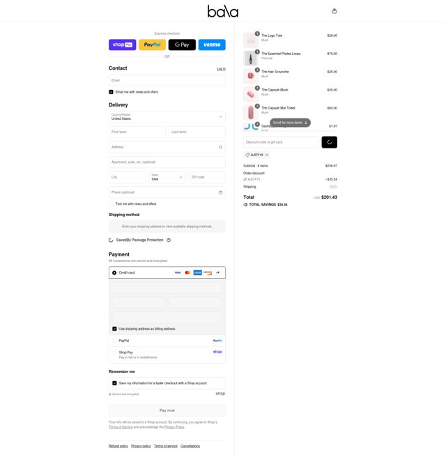 Bala Bangles checkout page showing Bala Bangles discount code box | Screenshot taken by SimplyCodes community member on Aug 28, 2025
