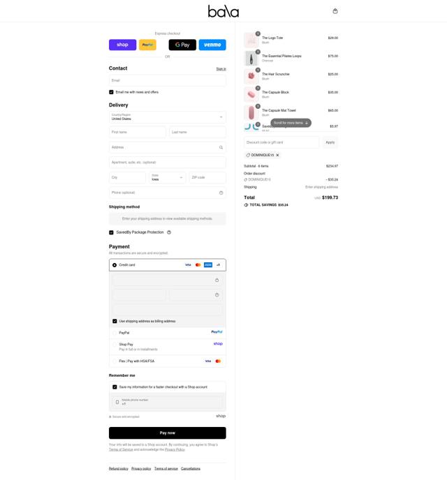 Bala Bangles checkout page showing Bala Bangles discount code box | Screenshot taken by SimplyCodes community member on Sep 13, 2025