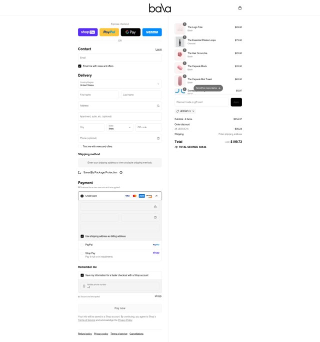 Bala Bangles checkout page showing Bala Bangles discount code box | Screenshot taken by SimplyCodes community member on Aug 28, 2025
